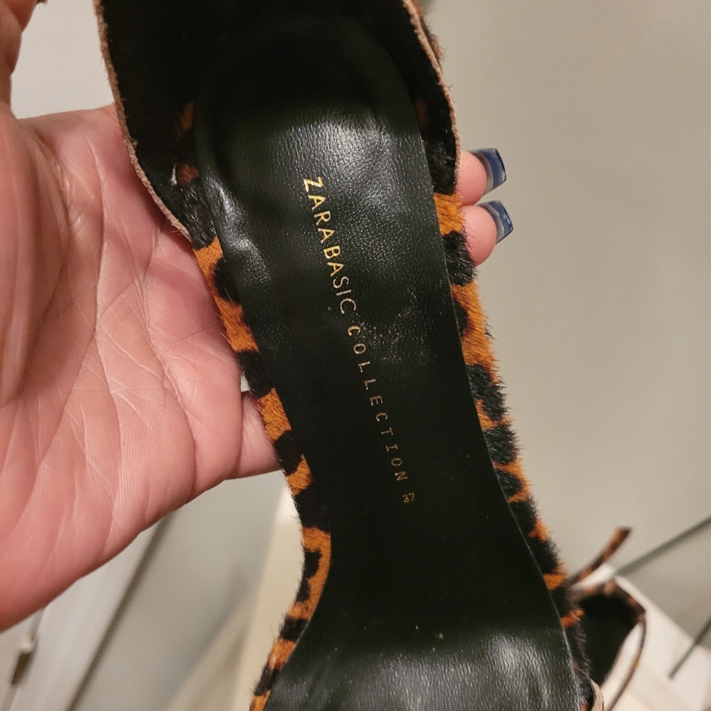 Zara Collection Leopard Print Textured, Open Toe … - image 4